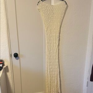 Zara Cream Textured Maxi Dress